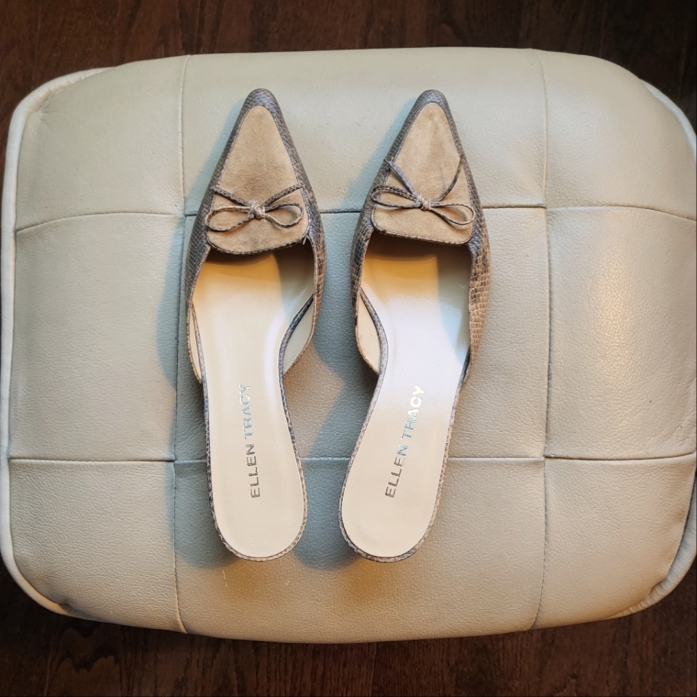 NEW Ellen Tracy Mule Snake skin Slip On shoes,  Size 7.5B